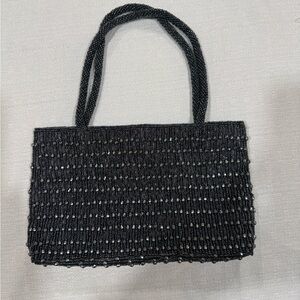 Elegant Black Beaded Handbag